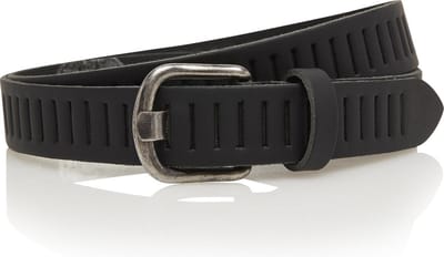 Timbelt Leren gleufjes riem zwart - 100% leer - maat 85 - totale lengte 100