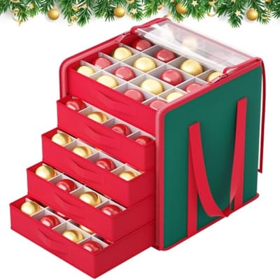 Ornament Opbergdoos voor Kerstversieringen - Organizer voor tot 100 Ornamenten met Verstelbare Verdelers
