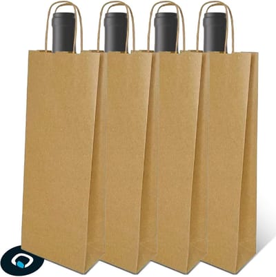 100x Kraftpapier Wijnflessenzakken voor Cadeaus en Geschenken - Stevige Handgrepen