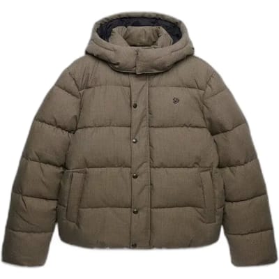 Superdry - Premium Geruite Puffer Jas met Capuchon - Heren - Gewatteerde jassen