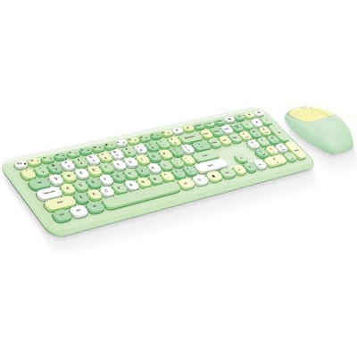 Mofii 666 toetsenbord-muiscombo Draadloos 2.4G Gemengde kleur 110-toetsen toetsenbord-muisset met ronde punk groen