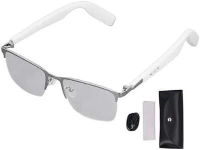 Slimme Audio Bril - Bluetooth Bril - Muziek Luisteren - Open Oor Geluid - Rechthoekig - Wit Zilver