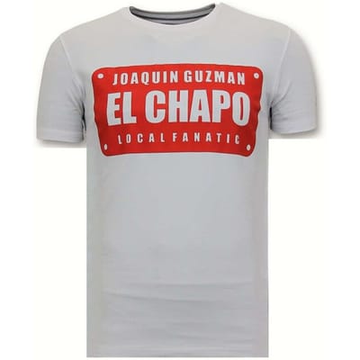Luxe Heren T-shirt - Joaquin Guzman El Chapo - Wit