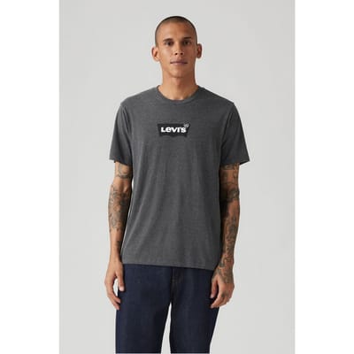 Levi's Graphic Crewneck Tee Batwing Logo Caviar Maat: M | Basic T-Shirts Outlet | Heren | Grijs