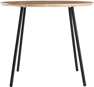 Lisomme Jolijn Ronde Bijzettafel - Houten Blad - Zwarte Metalen Poten - Tafeltje - Scandianvisch - Ø 55 x 45 cm