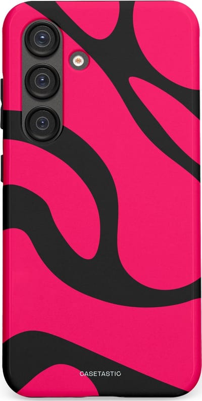 Casetastic hoesje geschikt voor Samsung Galaxy S25 - Dubbellaagse bescherming - Zwart Roze Mamba Golven - Fashion Case - Roze Zwart