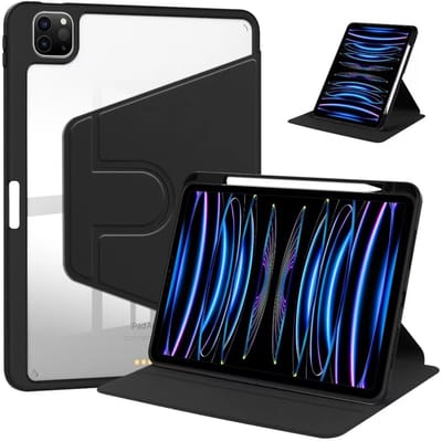 For iPad Pro 11" (2024) PU Leather Protective Case Black
