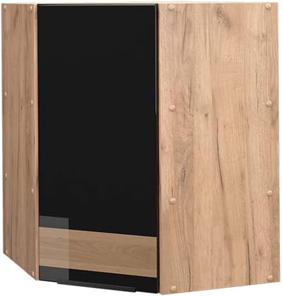 Hoekhangkast Keuken 57 cm Zwart Eiken Hoogglans / Goud Eiken - Modulair Systeem