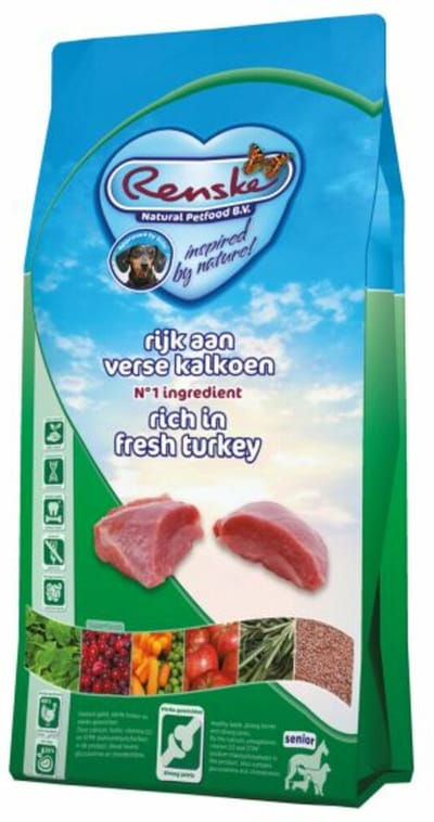 2x Renske Super Premium Senior Kalkoen Graanvrij 12 kg