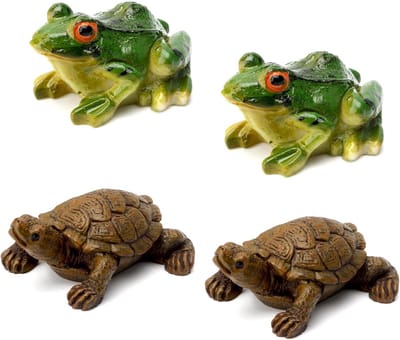 Turtle Decoraties en Houten Kikkers voor Miniatuurtuin en Tuinvijver, Realistische Decoratie voor Buiten en Binnen, Schattige Tuinaccessoires