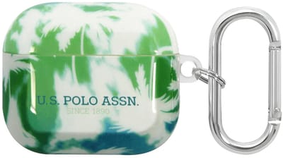U.S. POLO ASSN., Hoesje geschikt voor AirPods 3 - Palm Patroon Siliconen & Anti-Shock, Groen