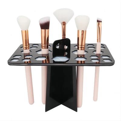 Allecto - Make-up Penseelhouder - Cosmetische Borstel Organizer - Opvouwbaar - Zwart - Borstel Droogrek - Geschikt voor Make-upkwasten - Zwart
