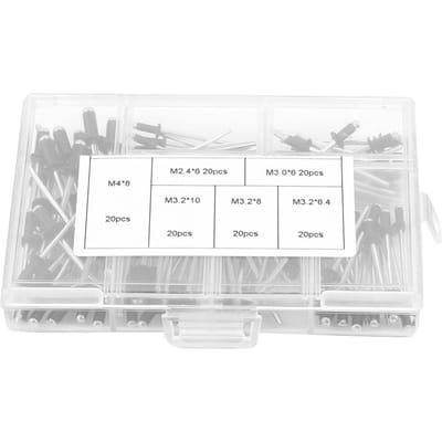 Kit d'assortiment de rivets aveugles en aluminium M2.4 M3.0 M3.2 M4, 120 pièces, avec boîte