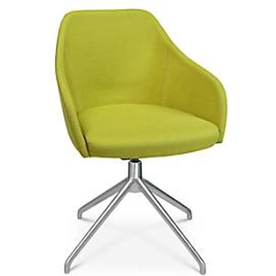 Conferentiestoel Topstar Sitness Life 2.1, draaibaar/zitting in hoogte verstelbaar, armleuningen, B 350-480 x D 460 x H 460-490 mm, 4-poots onderstel, mat aluminium & stof, geel