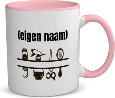 Akyol - kappersmateriaal met eigen naam koffiemok - theemok - roze - Kapper - barbers - collega's - verjaardag - afscheidscadeau - geschenk - kado - 350 ML inhoud