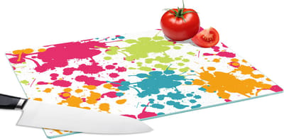 Glazen Snijplank - 39x28 - Patronen - Verf - Regenboog - Snijplanken Glas