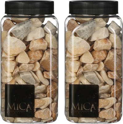 Mica Decorations decoratie stenen - 2x - 650ml - lichtbruin mix - hobby steentjes - sier stenen