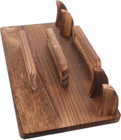 Houten Wandrek Tafeltennisbatjes - Pingpong Organizer - Sport Organisatie - 4 Niveaus - 42x22x10 cm - Bruin