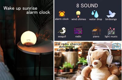 Wekker met Licht - Wake-up Light - Rustig Wakker Worden - Zonsopgang Simulatie - 300 Lumen - Meerkleurig