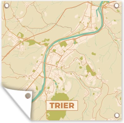Tuin poster Trier - Vintage - Kaart - Plattegrond - Stadskaart - 200x200 cm - Tuindoek