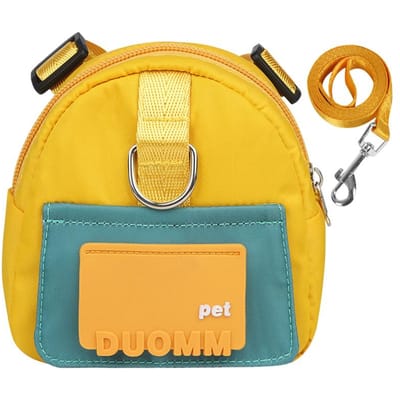 Sac à dos multifonction pour chien avec laisse pour petit chien moyen chat sacs Sac de transport pour animaux de compagnie grande capacité Rangement collation Sacs à dos pour animaux de compagnie Décor S jaune