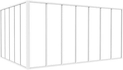 Vente-unique Glazen hoekbinnenraam met industriële stijl van gepoedercoat aluminium - L210 x L150 x H105 - Wit - BAYVIEW