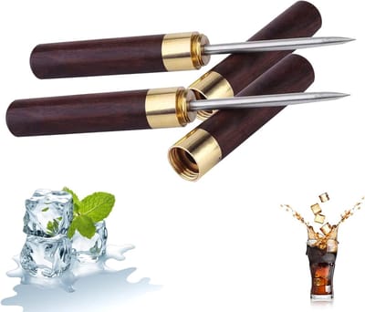 IJsbreker en Hakker van RVS, Set van 2 met Houten Handvat voor Keuken, Bar en Kamperen, Perfect voor IJsbereiding en Cocktails