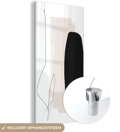 MuchoWow® Glasschilderij 60x120 cm - Schilderij acrylglas - Verf - Line art - Abstract - Foto op glas - Schilderijen