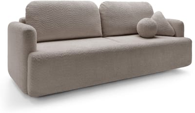 Selsey Lambina – 3-zits slaapbank met opbergruimte, Bouclé, Donkerbeige