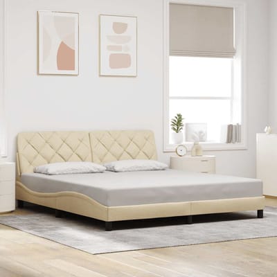 vidaXL - Bedframe - zonder - matras - stof - crèmekleurig - 180x200 - cm