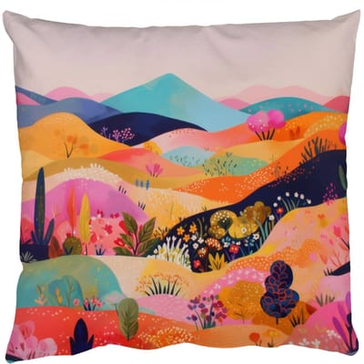 Sierkussens - Kussentjes Woonkamer - 50x50 cm - Golvende heuvels - Abstracte planten - Dromerig