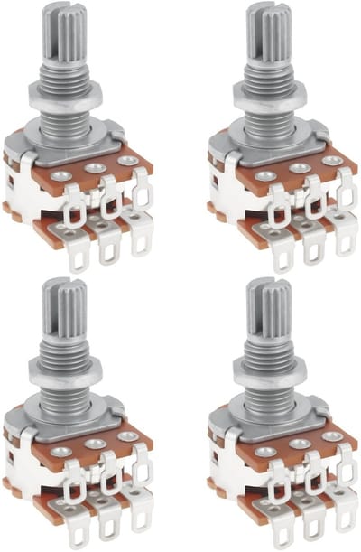 Dailygoods- Potentiometer 4 Stuks - Dubbellaags Knop - MN500K Weerstand - Lineaire Kegel As - Geschikt voor Gitaar/Bas - Duurzaam Metaal - Gitaarknop