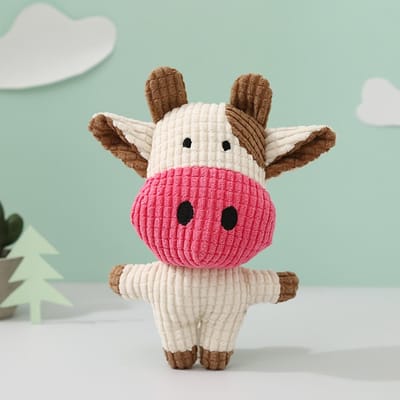 Schattig knuffels piep huisdier roze koe dier knuffel hond kauwen piepend speelgoed 1pc