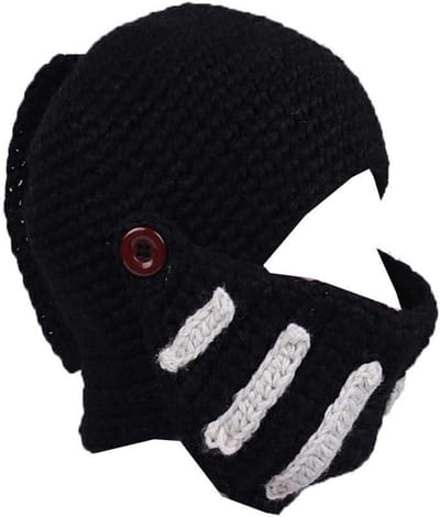 Romeinse Ridder Helm Muts - Muts met Baard - Winterse Bescherming - Winddicht Ontwerp - 52-62 cm - Zwart