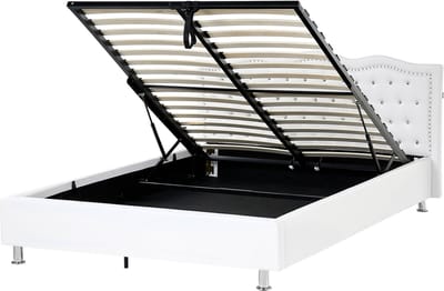 METZ - Bed met opbergruimte - Wit - 160 x 200 cm - Kunstleer