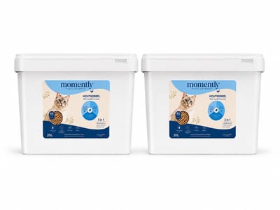 Momently kattenbakvulling houtkorrel 2x 10kg 2x 20L – 100% Natuurlijk – Sterk Absorberend – Stofarm – Geurcontrole – Biologisch Afbreekbaar