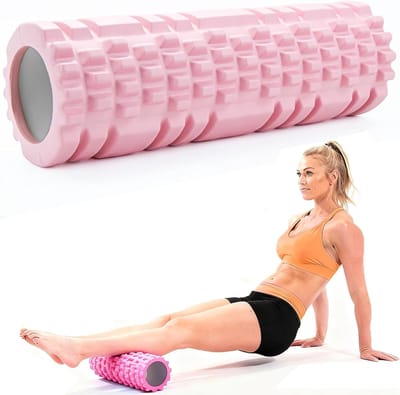 Pilatesrol 90 cm - roze schuimfascierrol - multifunctioneel - optimale spierversteviging - ShopVlot