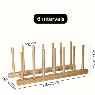1 stuks Bamboe Plankenrek, Keuken Opbergorganisator voor Borden, Schalen, Bekers, Dekels en Snijplanken, Multifunctioneel Bamboe Droogrek 6 squares