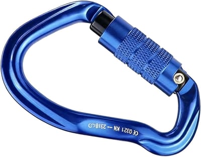 Karabijnhaak Automatisch - Vergrendelingshaak D-ring - Outdoor Avonturen - Hoge Belastbaarheid 23kN - 11 x 7 x 1 cm - Blauw