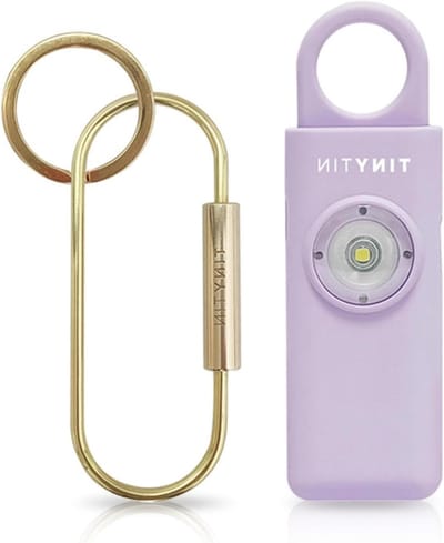 Persoonlijk Alarm - Veiligheidssirene Noodalarm - Zelfverdediging Noodsituaties - 130 dB Sirene LED Strobe - Compact Sleutelhanger Formaat - Levendig Lavendel