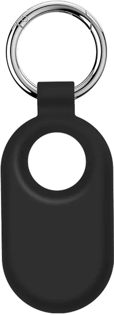 DrPhone TagGuard - siliconen beschermhoesje Geschikt Voor Samsung Galaxy SmartTag2 - Volledige 360° bescherming - Handige karabijnhaak - Zwart