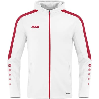 Jako Power Jas Met Kap Dames - Wit / Rood | Maat: 40