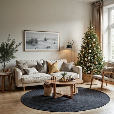 Rond jute vloerkleed Zwart/Antraciet 300cm Mrcarpet