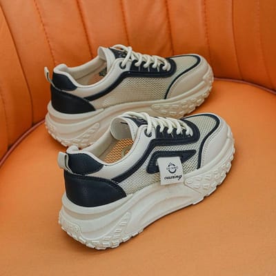 Mesh Platform Witte Schoenen Dames Nieuwe Lente en Zomer Papa Schoenen Dames Ademend Veelzijdig Casual Sportschoenen 40 gray