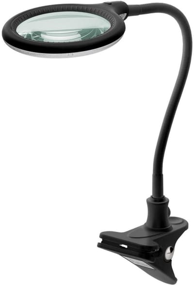 LED Loeplamp met bladklem - 6W - 1,75x vergroting - Flexibele zwanenhals arm - Zwart
