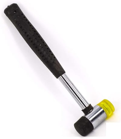 Rubber hamer met antislip handvat en dubbele kop van 25 mm, ideaal voor klussen en precisiewerk