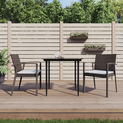 vidaXL - Tuinstoelen - 2 - st - met - kussens - 56,5x57x83 - cm - poly - rattan - bruin