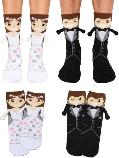 Dailygoods- TrouwSokken Huwelijksgeschenken - Katoenen Sokken - Bruidspaar - Grappige Cadeaus - Maat 36-41 / 42-46 - Ademend en Comfortabel - Huwelijksokken