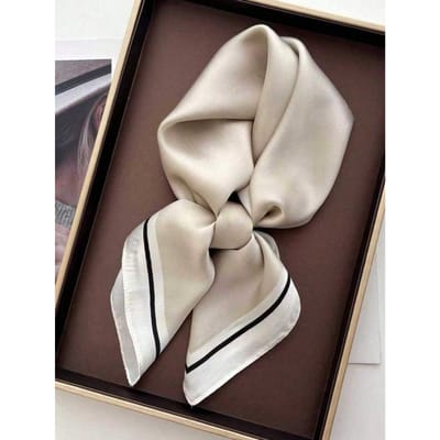 1 stuks Vierkante Sjaal, Dames Satin Geprinte Hoofddoek, Mode Hoofdband, Sjaal, Neckerchief, Hoofddoek, Jurk Accessoire one-size kaki