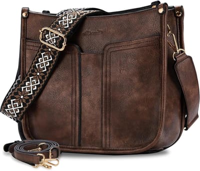 Schoudertas Dames - Crossbody tas - Dagelijks gebruik - Gemaakt van vegan leer - 26 cm breed - Bruin